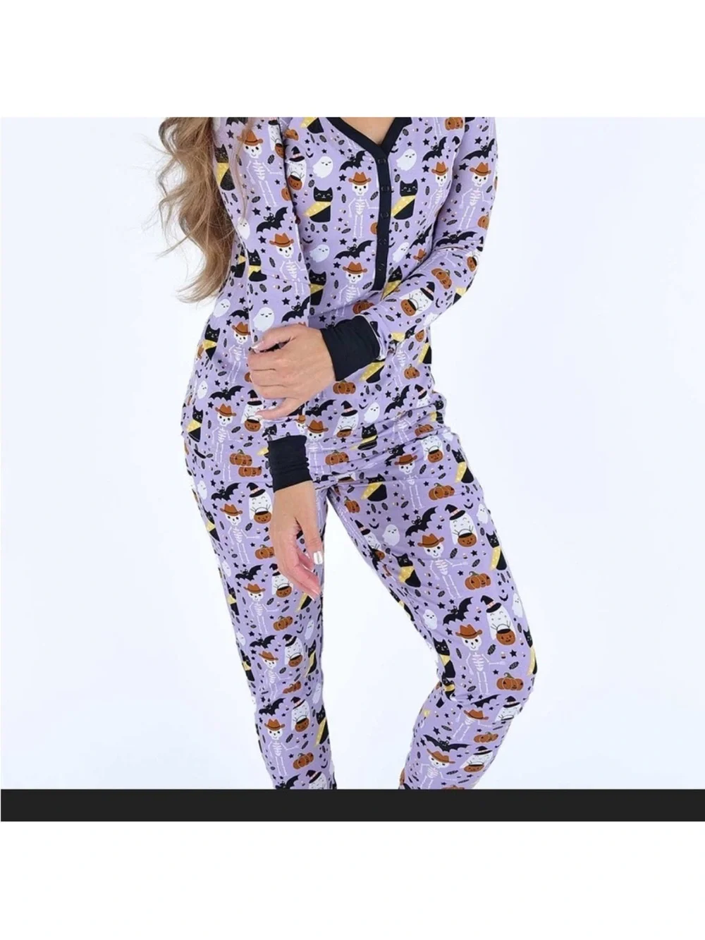 Emerson and friends spooky cute purple pajama top long sleeve pajama top bamboo - Picture 5 of 5
